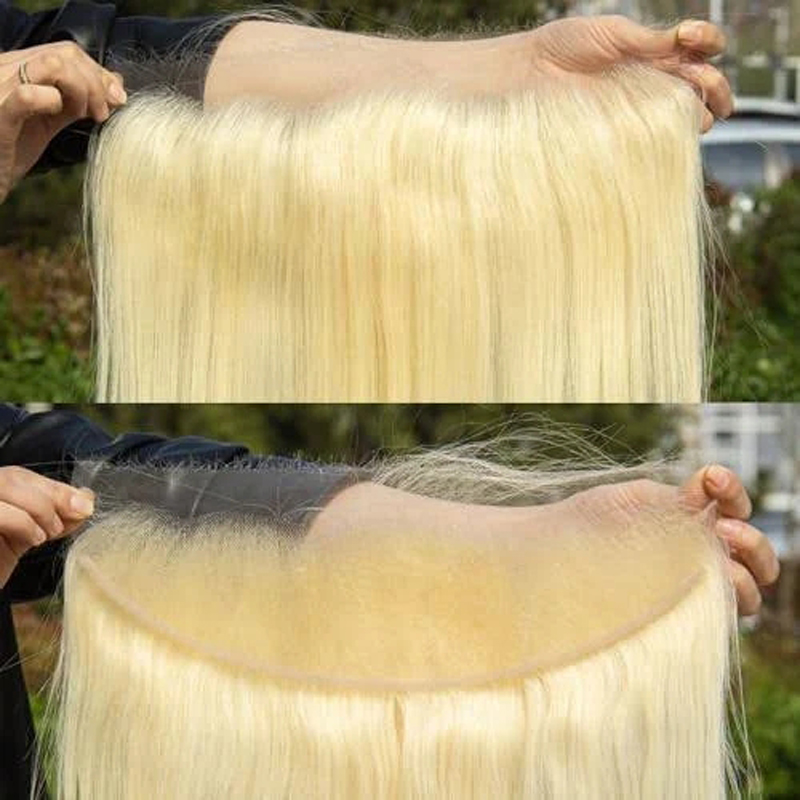 透明な金髪の蜂蜜のレース,20インチ,100%,13x4,滑らかな絹のような絹のような髪,事前に摘み取られた,耳から耳まで,613