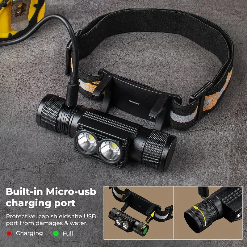 Linterna frontal LED H25S con batería 18650, potente faro de 1200 lúmenes, lámpara recargable por USB SST40