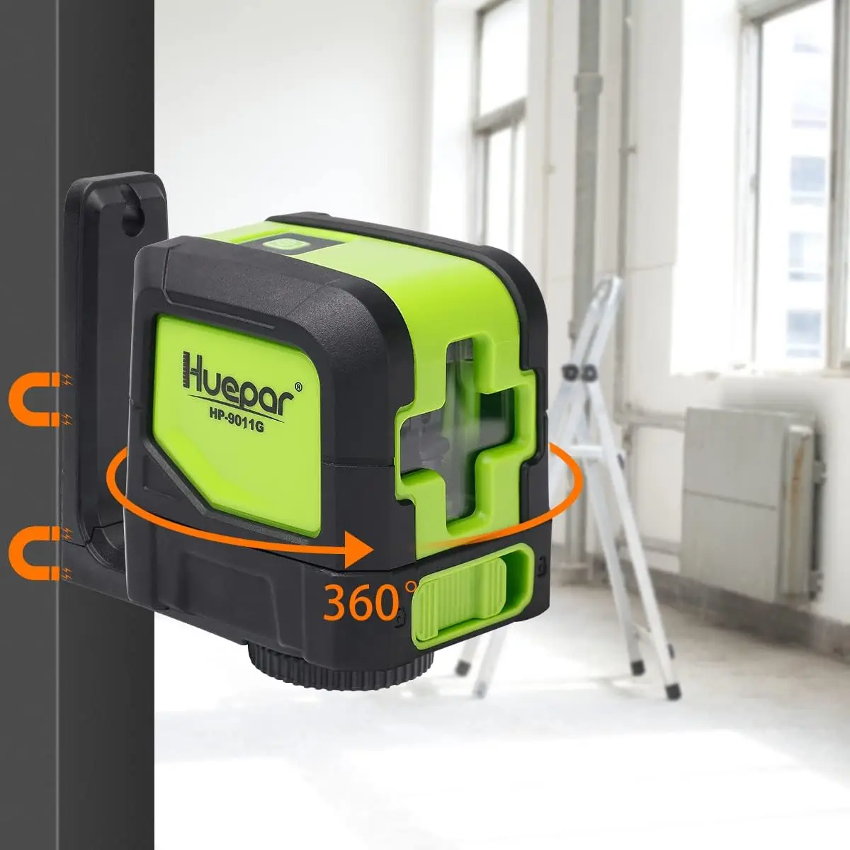 Huepar 2 Dòng Laser Tự Levelling ( 4 Độ) xanh Đỏ Chùm Tia Laser Ngang & Dọc Chéo Cùng Với Đế Từ Tính