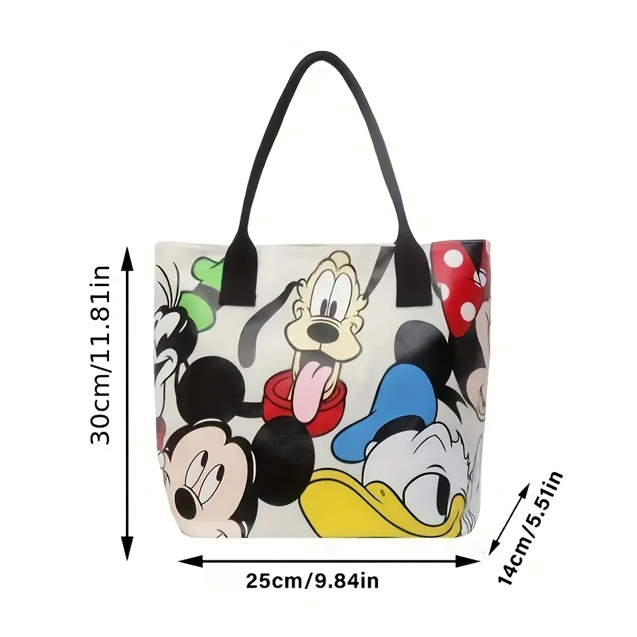 Disney Mickey Mouse Cartoon Canvas Tote Handtas met grote capaciteit - Damesmode schoudertas met ritssluiting en knoopsluiting