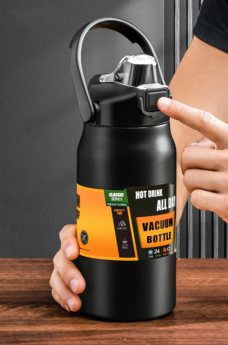 Outdoor-Thermoskanne, tragbar, Thermobecher aus Edelstahl 304, Tumbler, Isolierflaschen, kalte und heiße Sportwasserflasche mit Strohhalm