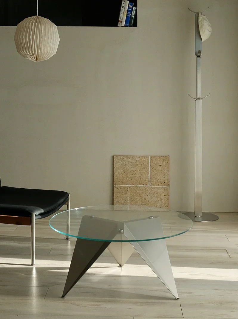 Metall Edelstahl Glas runden einfachen Couch tisch