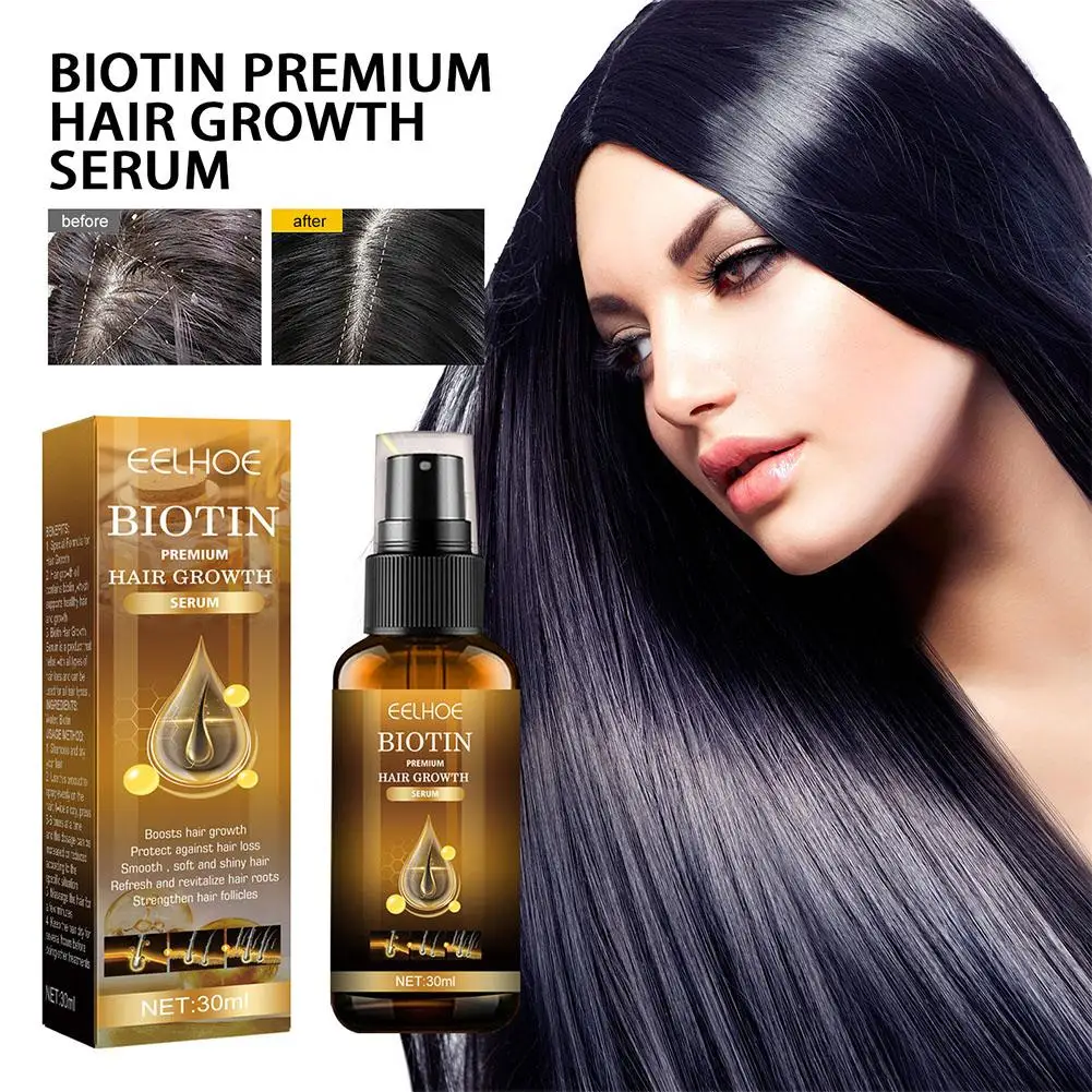 30ml Biotine Haar Serum Diep Voedende Formule Versterkt Smoothing Kroeshaar Beschadigd Haar Reparatie Spray Haarolie Serum Zacht