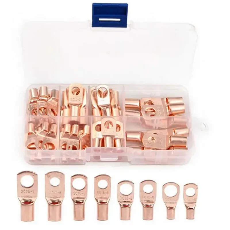 60 uds anillo conector de terminal de Cable SC6-25 conectores de cobre Cable desnudo Kit de conector de Terminal de engarce eléctrico