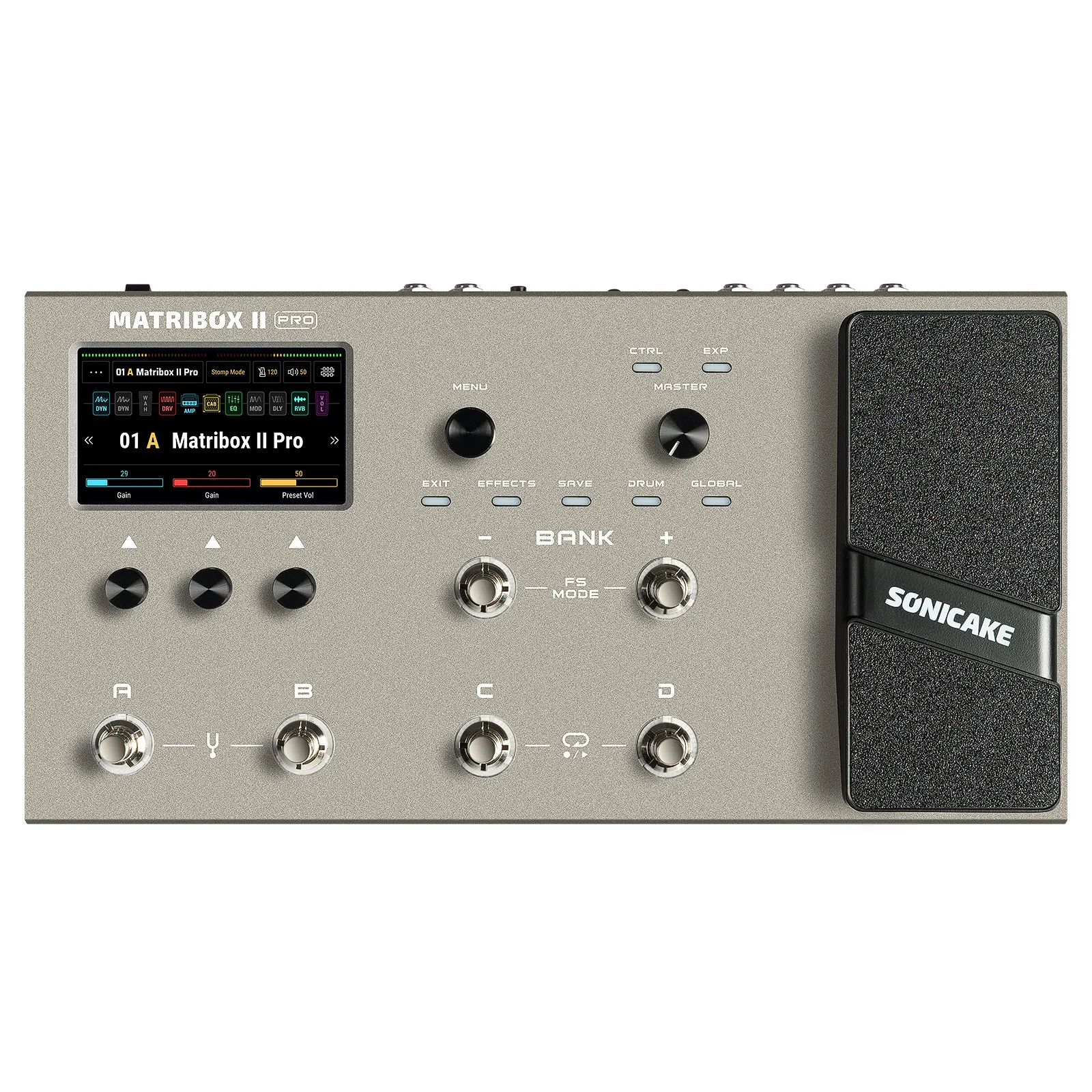 SONICAKE Matribox II Pro 4.3 "écran tactile coloré guitare basse amplificateur modélisation IR multi-effets avec pédale d'expression FX boucle MIDI