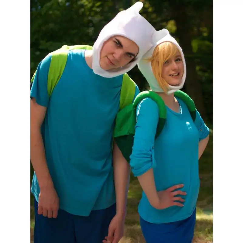 DAZCOS-Juego bonito de Finn para niños, sombrero de Cosplay de Anime para hombre, mochila con Orejas de conejo blancas para disfraz del día de Pascua, accesorio de Halloween