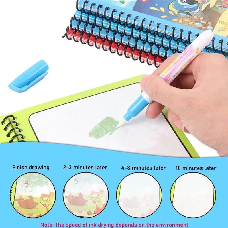 Libro magico per pittura ad acquerello riutilizzabile per bambini Libro di pittura per cartoni animati di animali adatto per l'educazione e l'apprendimento dei bambini