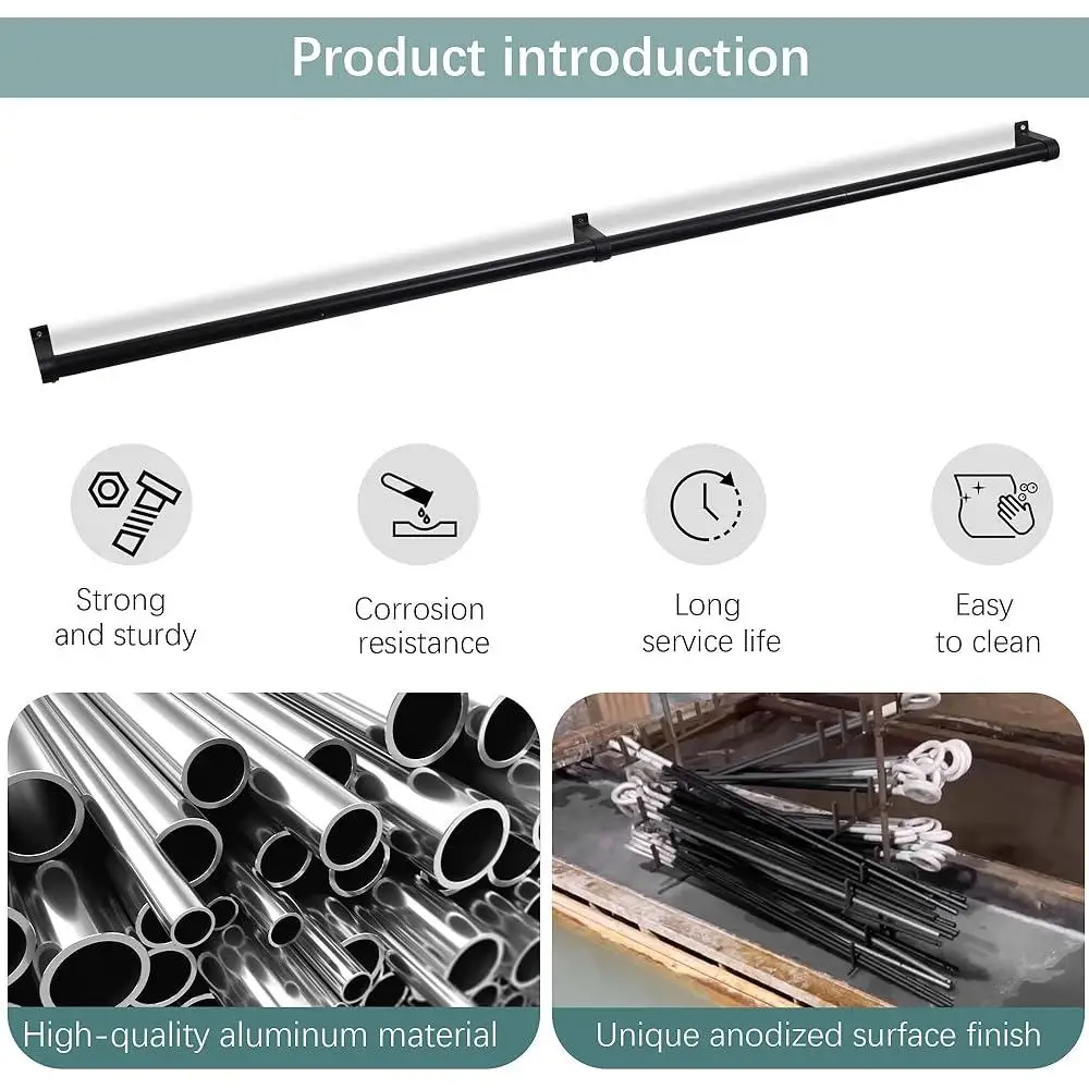 Indoor Outdoor Stair Railing Heavy Duty Metal Handrail 1.5in Diameter Industrial Style 440LBS Load Capacity Easy Installation