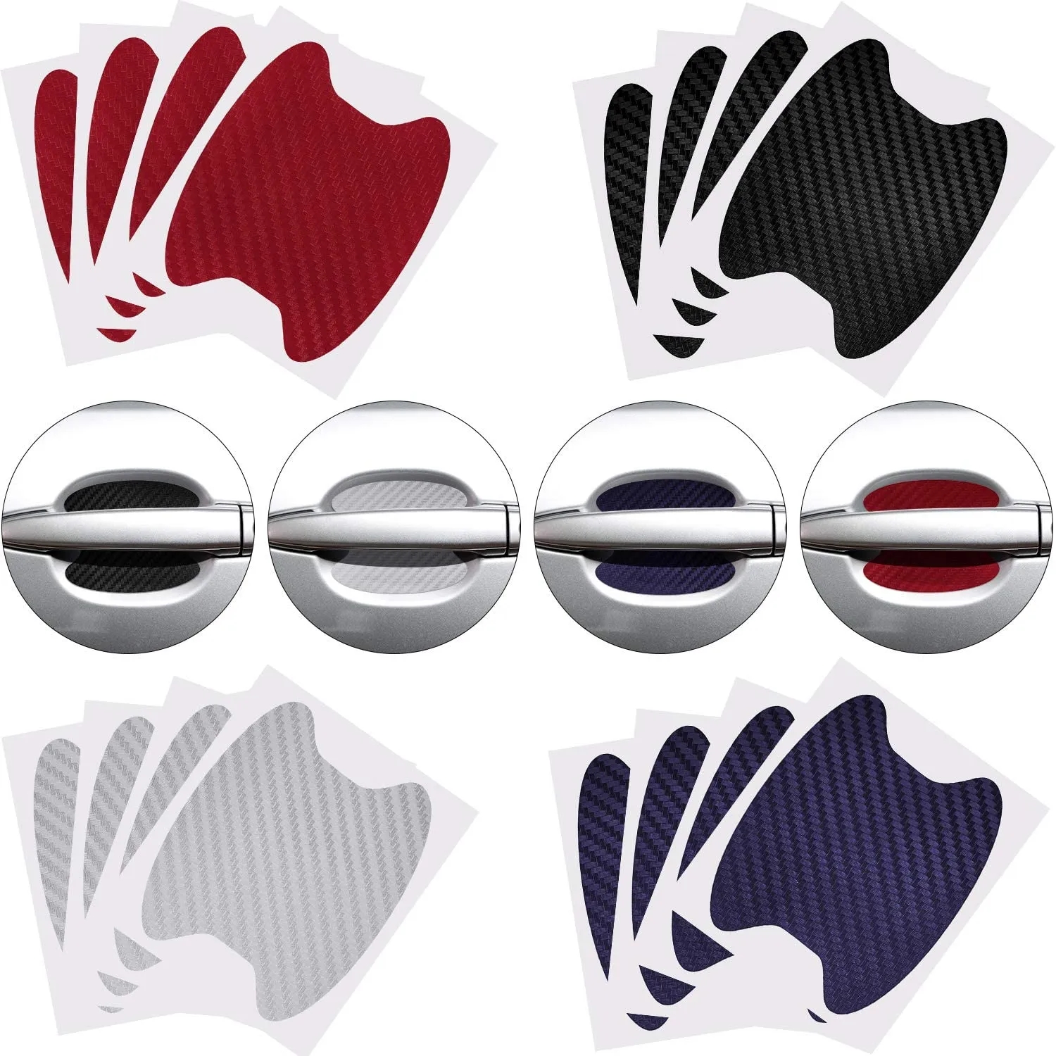 4 unids/set pegatina de puerta de coche cubierta resistente a arañazos de fibra de carbono película protectora de manija de coche accesorios de estilo Exterior