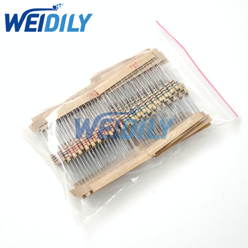 300PCS Resistor Kit 0.5W 1/2W 10R - 1M ohm 5% 30values * 10pcs Carbon Film Resistance Four Color Ring Resistor Set New