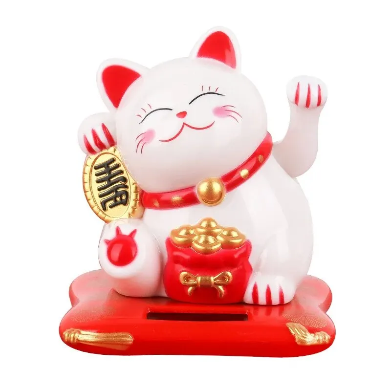 행운의 손짓 고양이 태양열 발전 물결 치는 재물, 가정, 사무실, C용 태양열 발전 장식품, 1pc