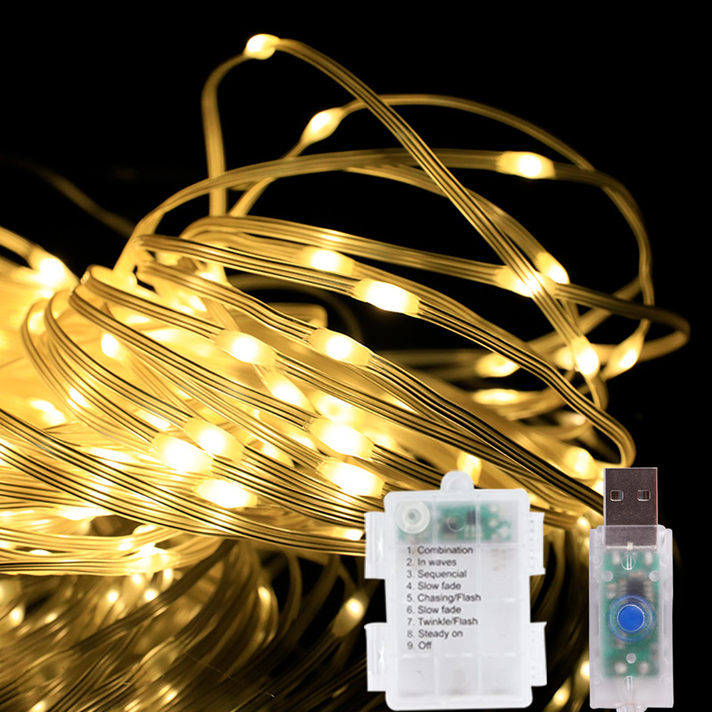 LED Leder Lichterketten Faden Lichterkette USB/Batterie Girlande Für Outdoor Neujahr Party Weihnachten Garten Straße Dekoration