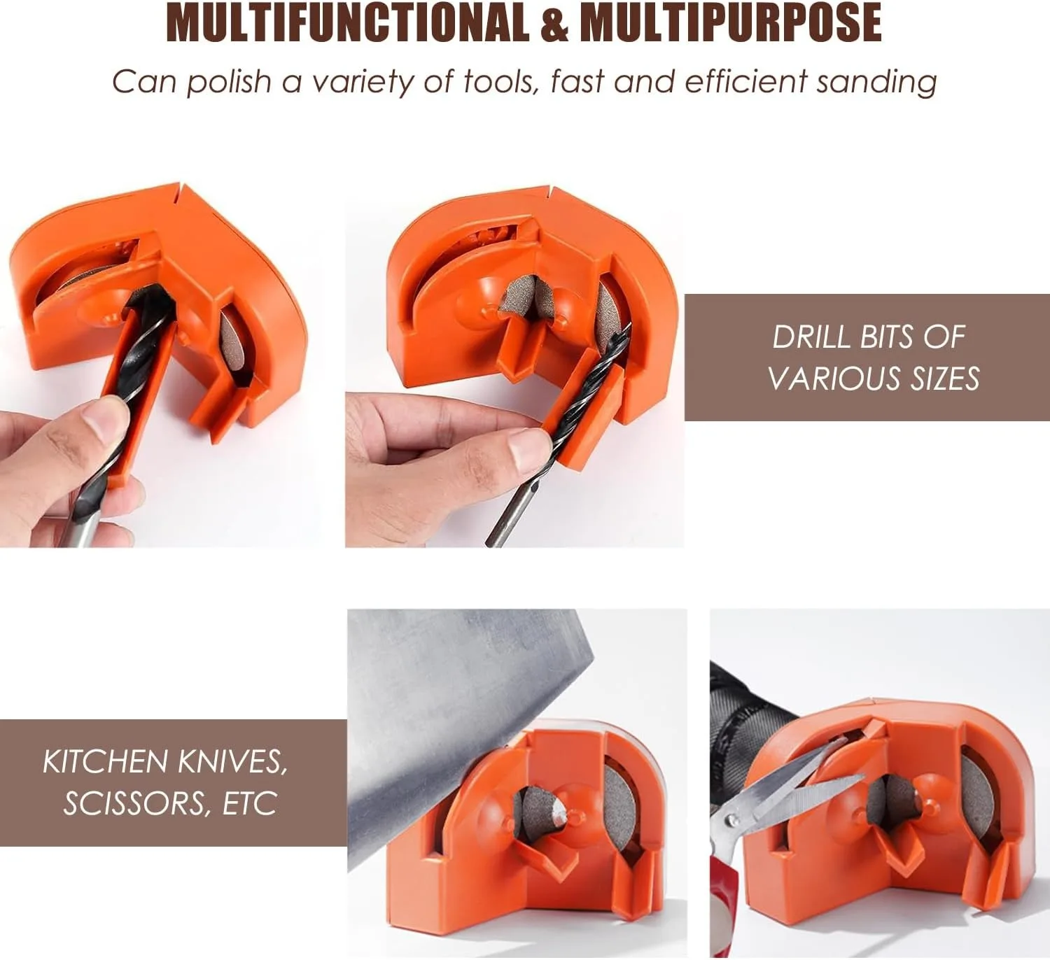 Multi-Functional 2-16mm Drill Bit Sharpener with 3 Locator Guides, Manual Drill Bit Grinding Tool for Grinding and Polishing