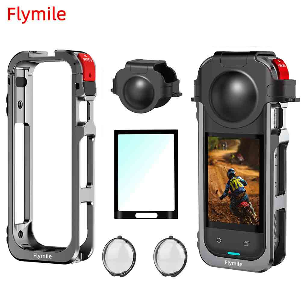 Flymile X5 Cage Металлический защитный чехол для Insta360 X5 Аксессуары Камера Рамка из алюминиевого сплава Клетка с силиконовой крышкой объектива