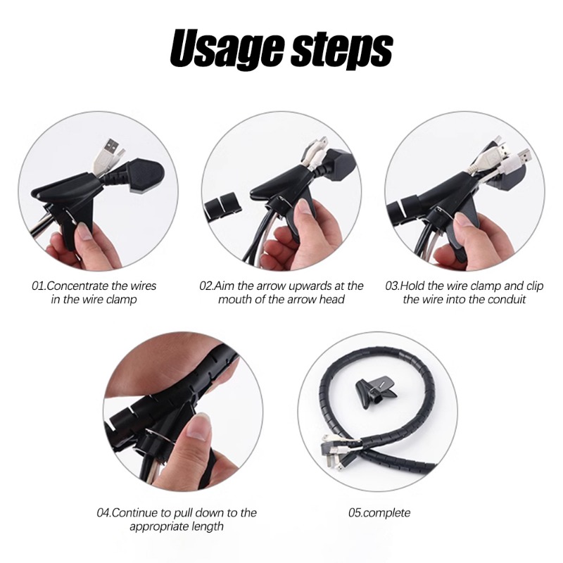 2M Cable Tube Sleeve Flexible Cord Bundler Wire Wrap Cable Management System Desk Wire Organizer for Office Home TV PC Computer