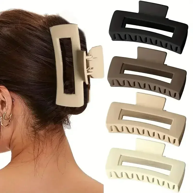 ‌ 4 stuks haaienkaak haarklauwclips |   Extra grote antislipgreep voor dik haar |   Effen kleur haaraccessoireset, paardenstaartgereedschap
