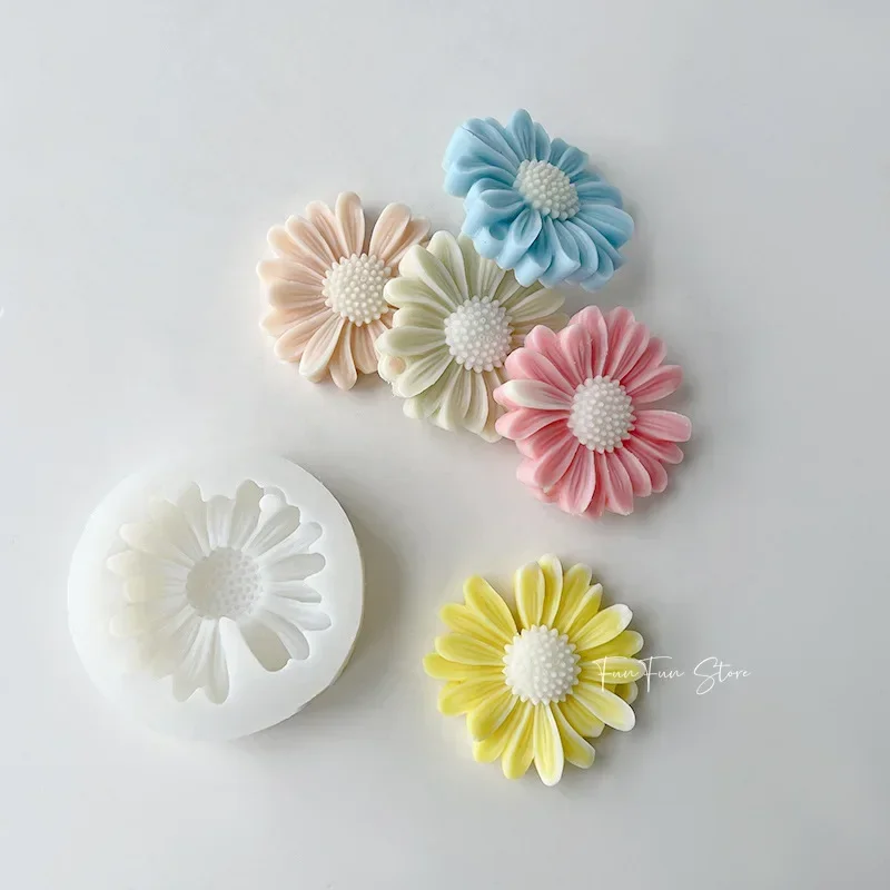 Molde de vela de silicona con forma de Margarita, vela perfumada, molde de jabón para aromaterapia, Kit de fabricación de velas, molde de vela hecho a mano con flores DIY
