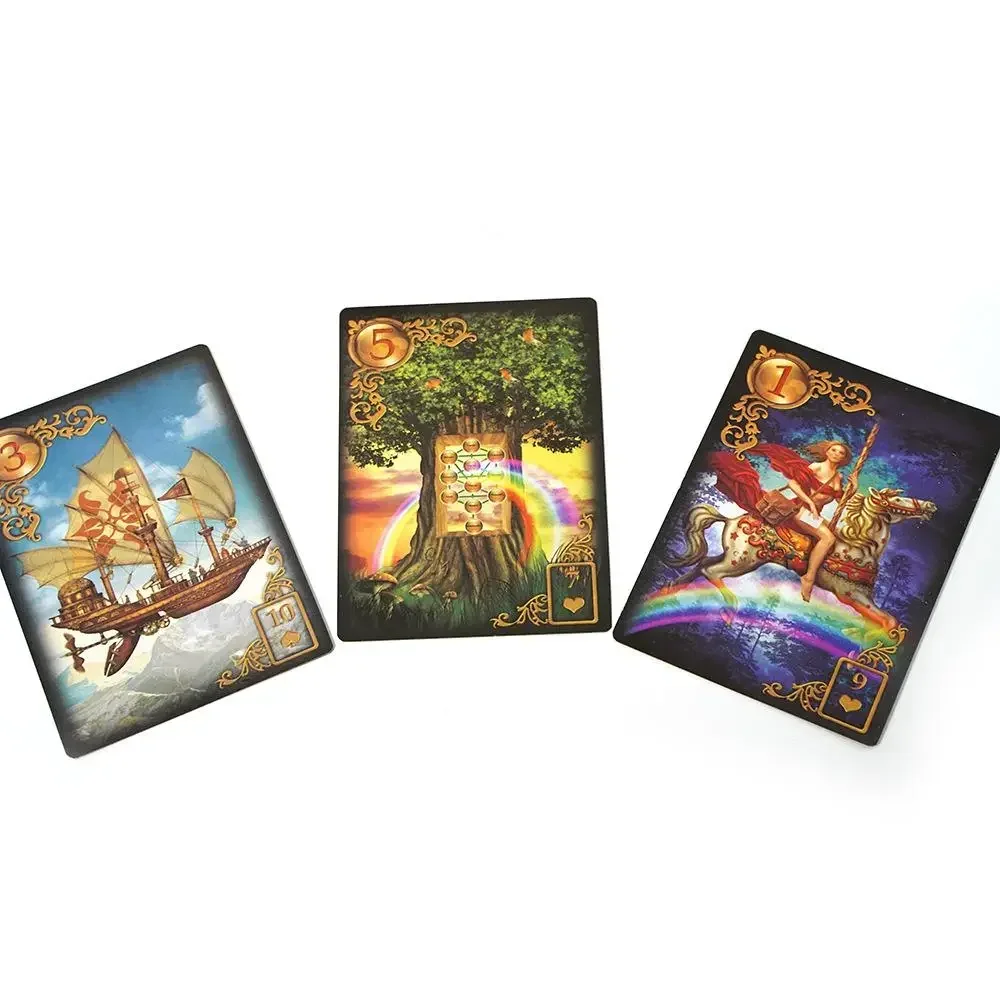 Jeu de Tarot Reverie Lenormand doré 11x6.5cm dans une boîte en fer blanc bord doré pour carte de jeu de divination 44 pièces
