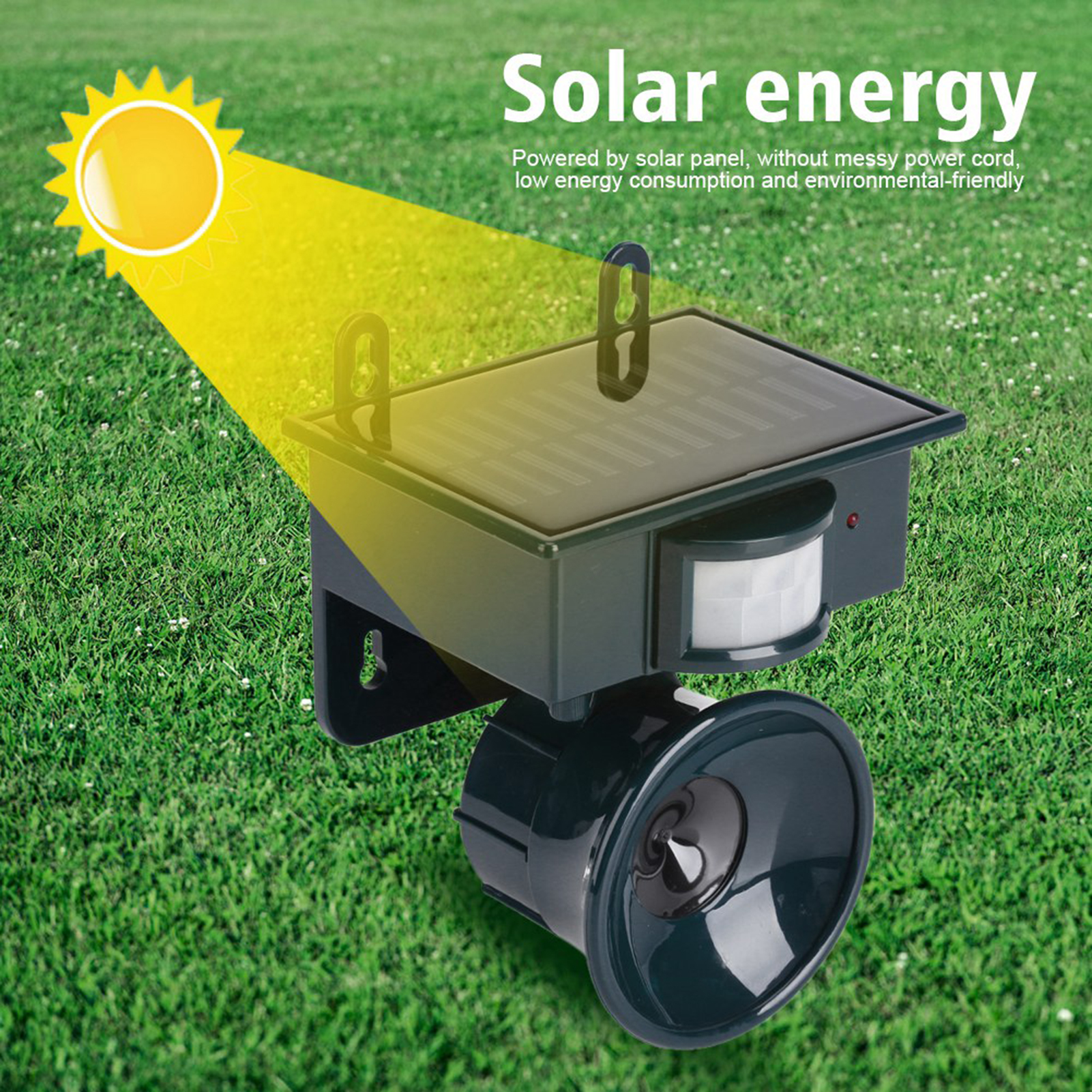 Solar Powered PIR Motion Sensor Ultrasonic Pest Repeller Bird Dog Cat  Mouse Chaser Ultrasonic Repeller Solar Pest Repeller