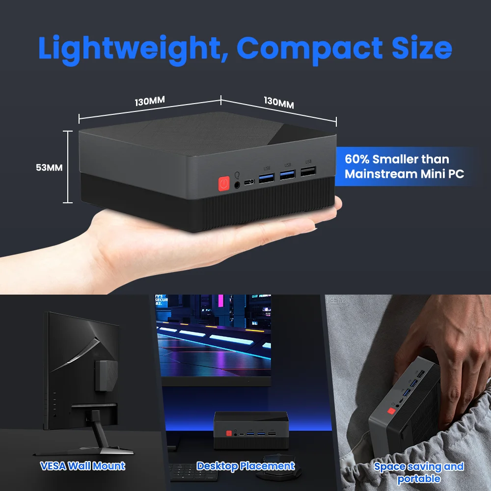 ZXIPC AMD Ryzen7 5800H 4800H 4300U Mini PC Computer da gioco Tasca Dual LAN WIFI6 BT 5.2 Ryzen5 4500U 7730U NUC Ufficio DDR4 NVMe