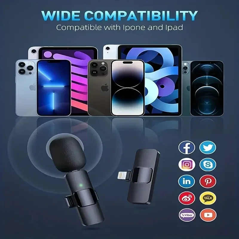 Nuevo Micrófono Lavalier inalámbrico, Mini micrófono portátil para grabación de Audio y vídeo para iPhone, ios, teléfono para juegos en vivo