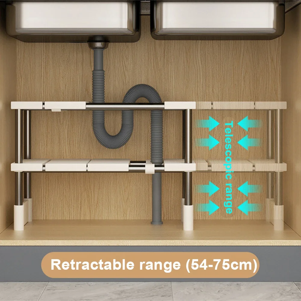 STACKABLE Storage Rack ตู้เสื้อผ้า Layered Partition Rack Closet Sorting ชั้นวาง Telescopic SINK ผู้ถือตู้เสื้อผ้าเสื้อผ้า Organizer