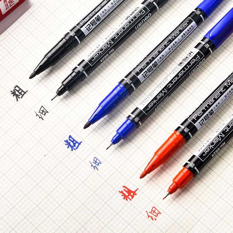 1/3 ชิ้น/เซ็ตTwin Tipเครื่องหมายถาวร,Fine Point, (สีดํา,สีฟ้า,สีแดง) หมึก, 0.5 มม.-1 มม.กระดาษCDแก้วผ้าสีเครื่องหมาย