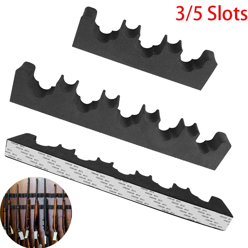 Estante para pistola de espuma con 3/5 ranuras, soporte organizador para Rifle de montaje en pared, soporte autoadhesivo para escopetas, soporte para arma, accesorios de caza