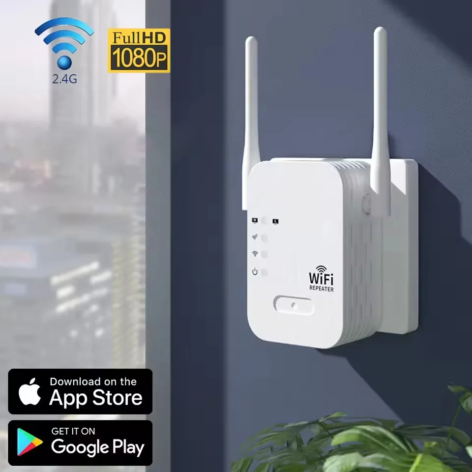 Repetidor Wi-Fi com Câmera Mini, Interface Multifuncional, HD Portátil, Câmera Sem Fio Doméstica, Extensor de Monitoramento Remoto via Wi-Fi