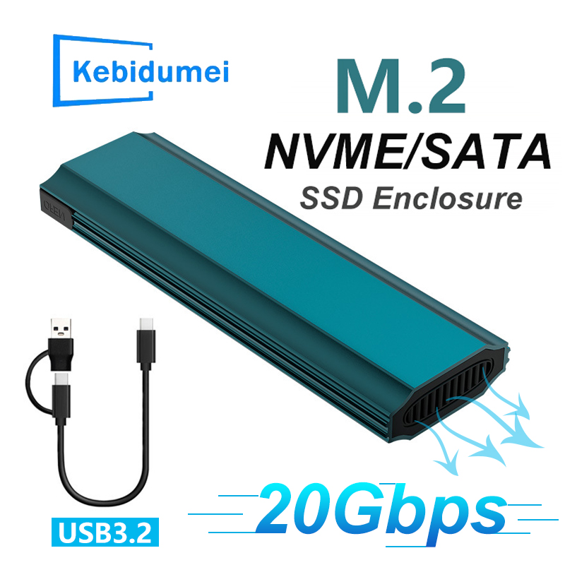 Caja de disco duro M.2 NVME/NGFF SSD 20Gbps 10Gbps USB3.2 a tipo C caja de disco duro externo para soporte SATA 2230 2242 2260 2280