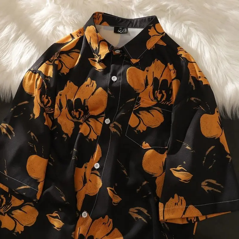 달콤한 과일 3D 인쇄 셔츠 남성 여성 캐주얼 패션 반팔 셔츠 단추 옷깃 streetwear 대형 의류 주머니 없음