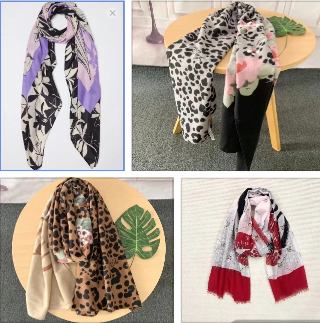 Foreign trade original single Italian new fashion floral print soft long shawl scarf