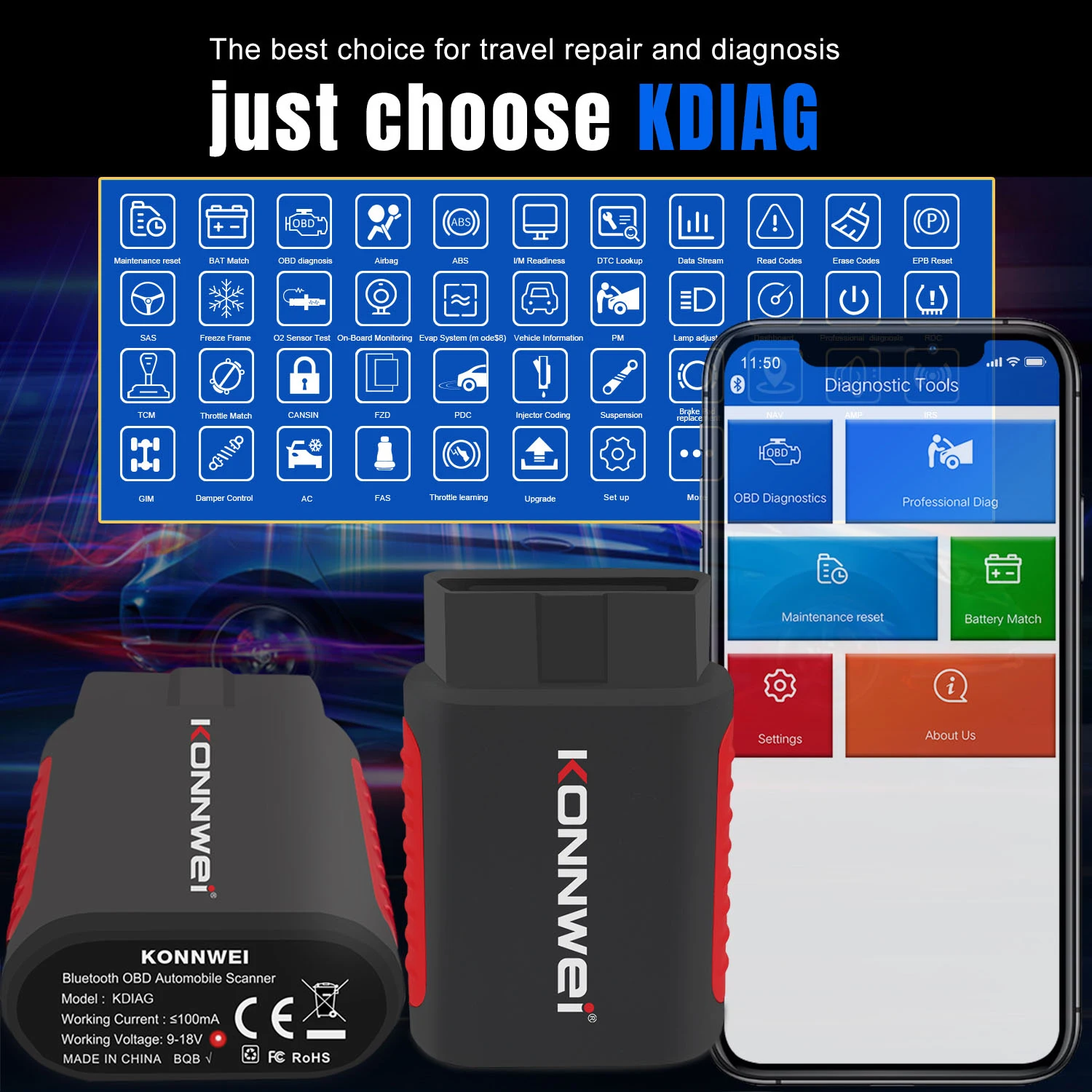 KONNWEI KDIAG 2025 sistema completo escáner automático reinicio SAS EPB servicio ECU programador OBD OBD2 herramienta de diagnóstico de coche pk Thinkdiag MINI