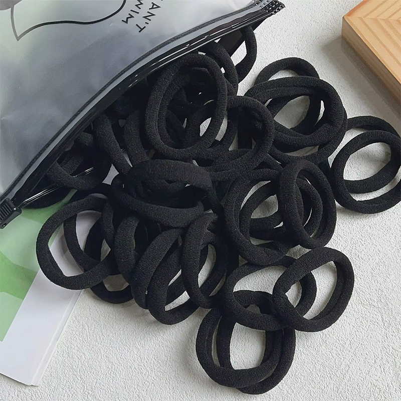 50/100/30 Basic ยางสีดําสําหรับหญิงสาวคลาสสิกผมวงอุปกรณ์เสริม Casual กีฬาสูงหางม้าสนับสนุน