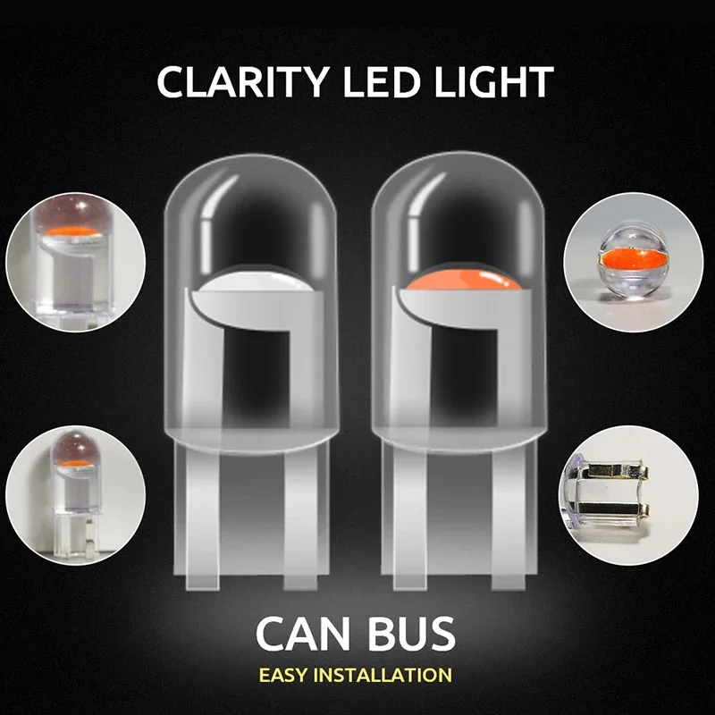 Canbus Vidro COB Reading Dome Lâmpada, Carro Branco Lâmpadas LED, Marcador Wedge, Luz de matrícula, T10, W5W, 6000K, 168, 194, 192, DC 12V