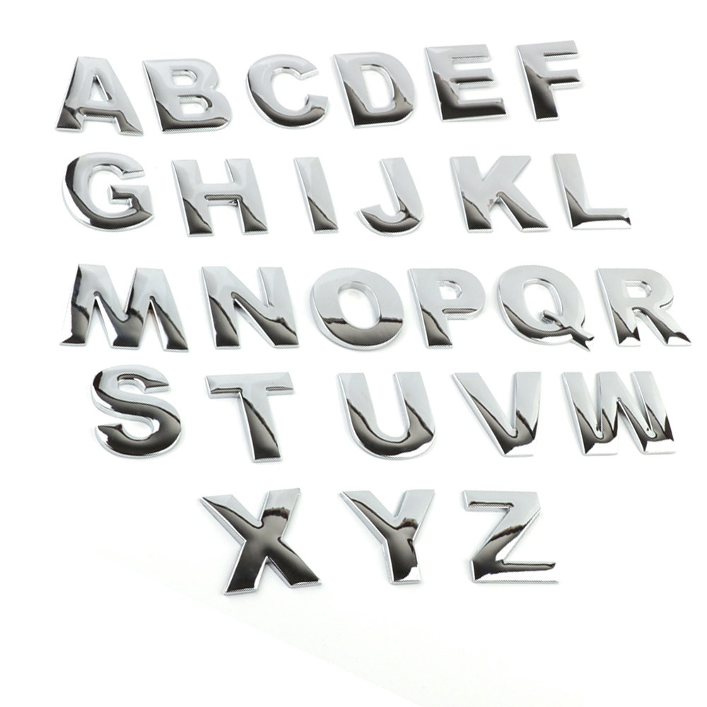 45 ミリメートル 3D 金属 DIY 文字アルファベットエンブレムクロームと黒の車のステッカーデジタルバッジロゴアクセサリーオートバイ