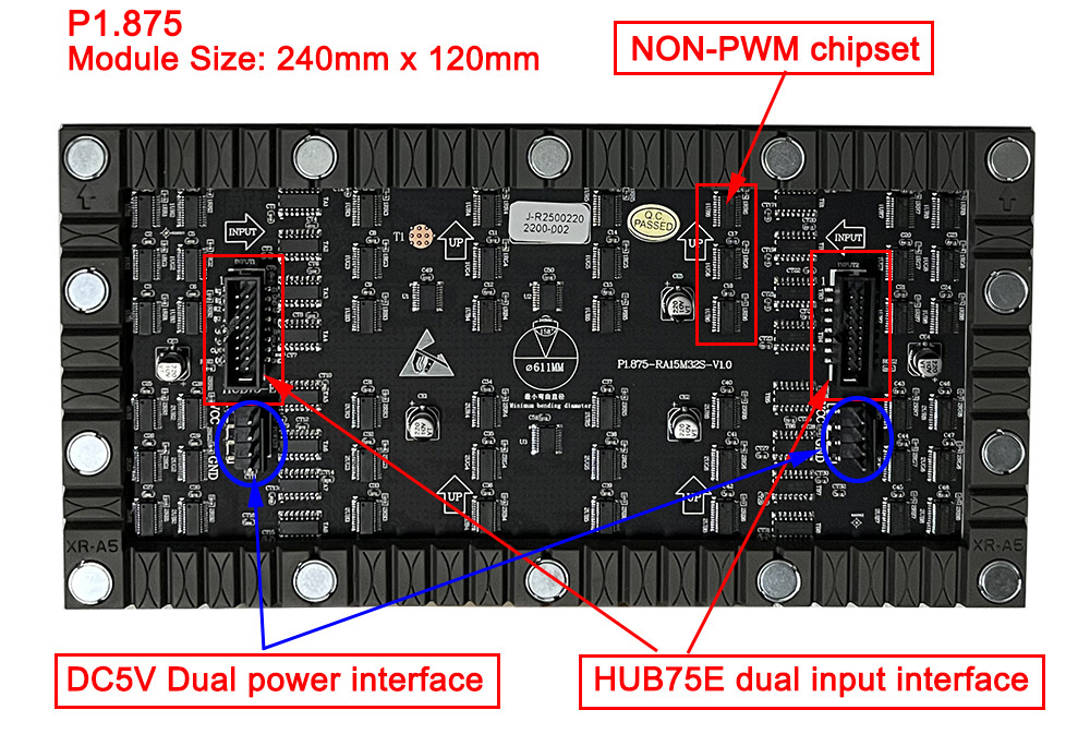 NON-PWM-Chipsatz P1.875/P2/P4 LED-Softmodul 240 x 120 mm/256 x 128 mm, flexibles LED-Panel. Vollfarbiges gebogenes LED-Display für den Innenbereich