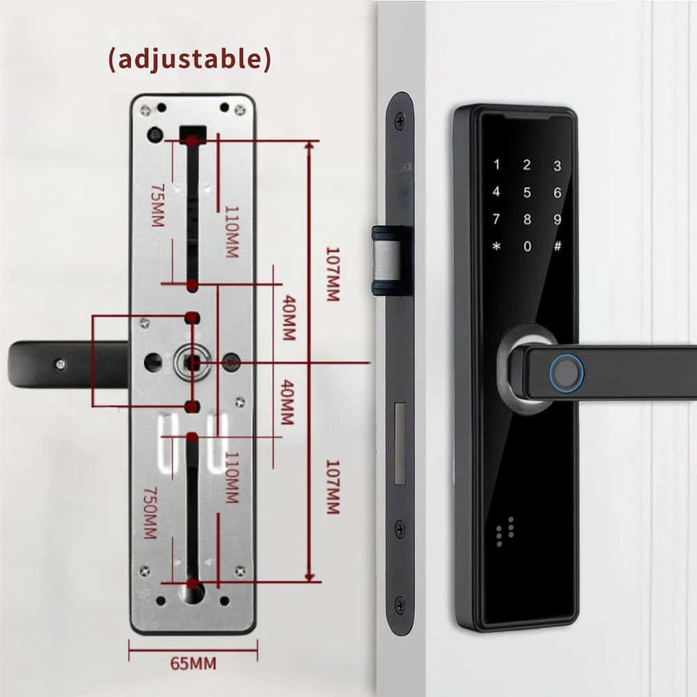 PHIPULO Tuya App Smart Door Lock Biometric Fingerprint Remote Unlocking Keyless Card Password Lock Electronic Door Lock