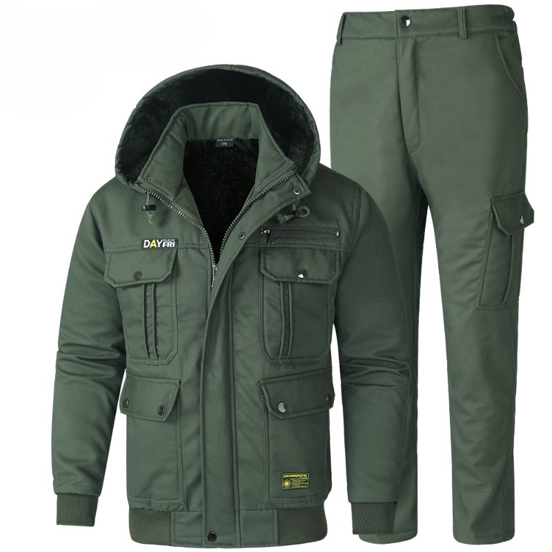 Winter Fleece Verdicken Herren Warme Sets Reine Baumwolle Bequeme Tragen Beständig Camouflage Sets Ladung Jacke + Elastische Hosen 2-stück