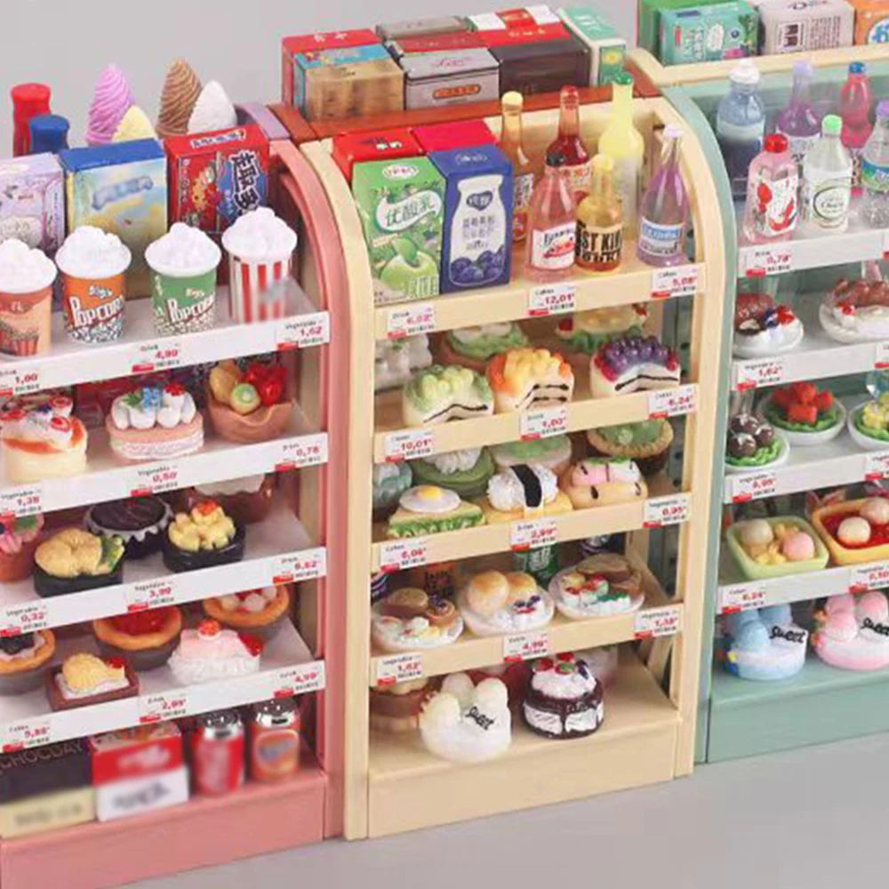 Estante de exhibición de tienda en miniatura 1:12, muebles para casa de muñecas, Mini comida de simulación, escenas de casa de juego, decoración de cocina, juguete para regalo para niños