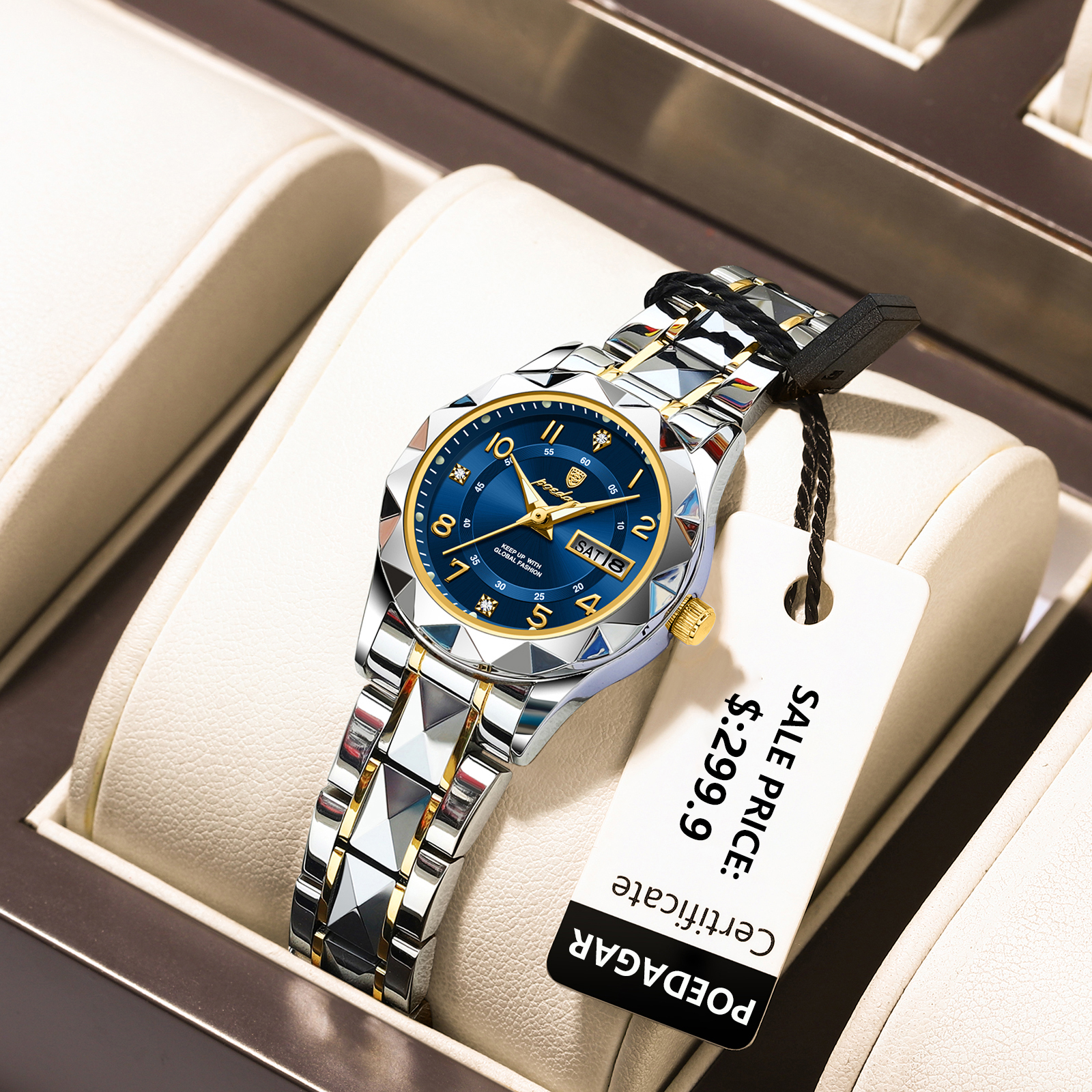 POEDAGAR, relojes de lujo para mujer, resistente al agua, luminoso, con fecha, semana, reloj para mujer, vestido de cuarzo de acero inoxidable, reloj para mujer