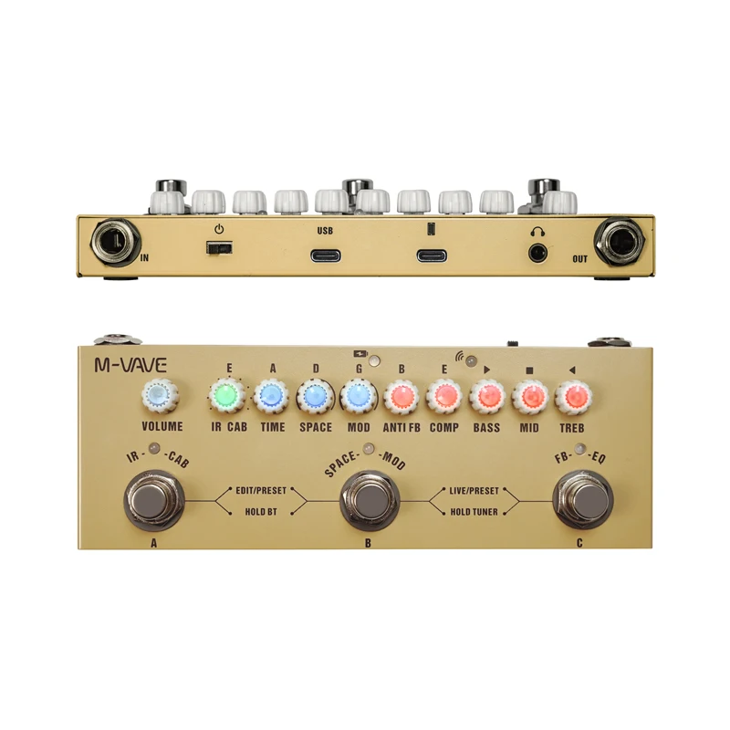M-vave Cube BABY Pedal multiefectos para guitarra eléctrica/bajo/guitarra acústica 8 gabinetes IR simulación M-vave Pedal recargable