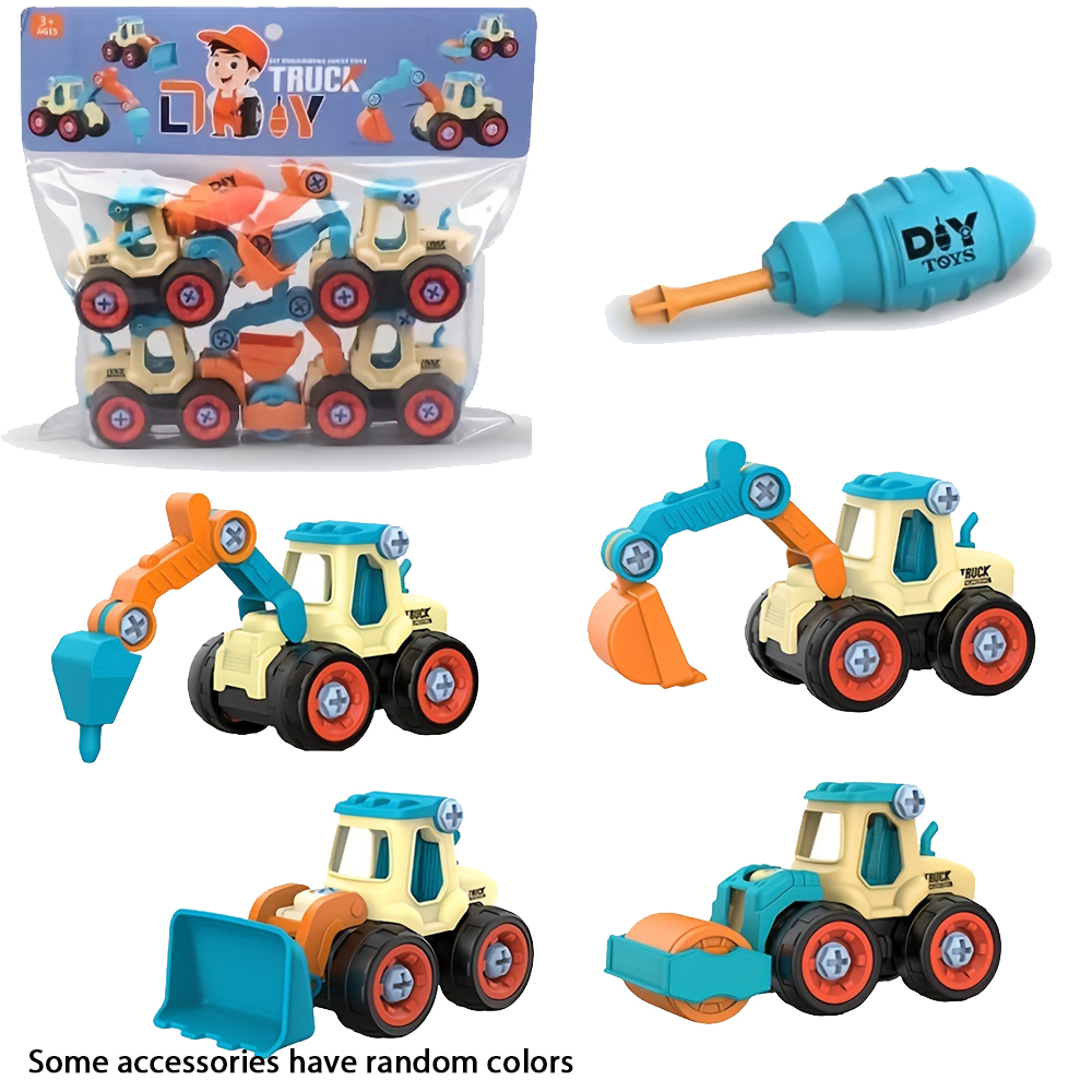 Children's DIY Disassembly Engineering Car Toy with Nut Assembly Puzzle and Sliding Excavation Disassembly Function