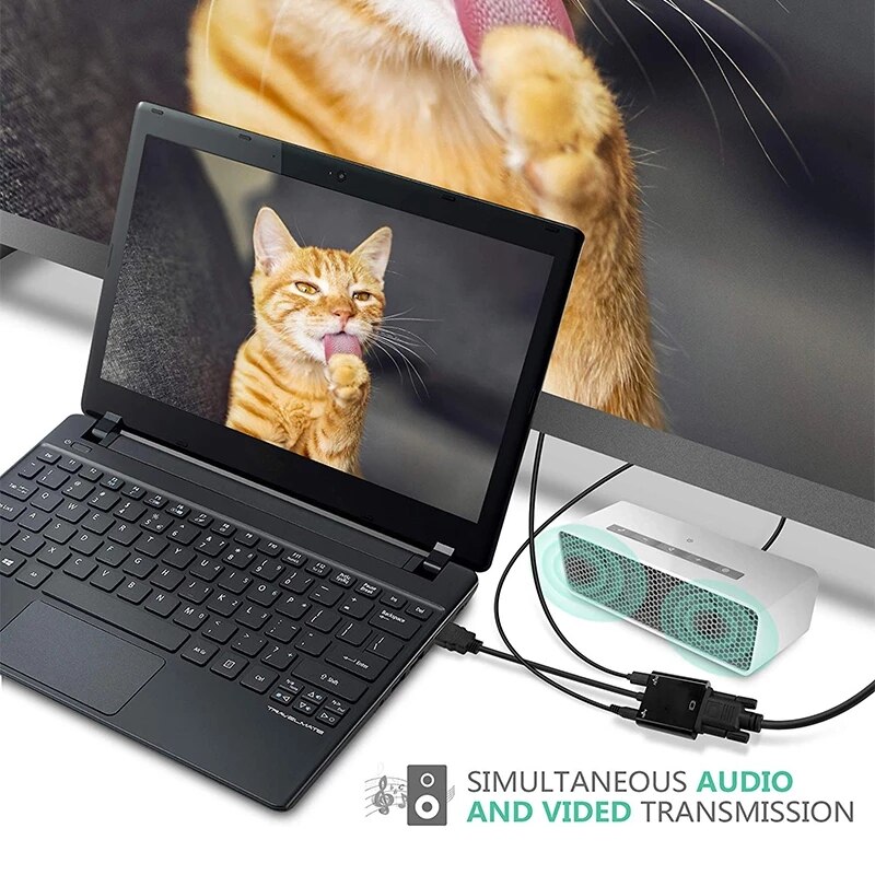 Konwerter kablowy HDMI na VGA HD 1080P z zasilaczem audio Przetwornik HDMI męski na VGA do tabletu Laptop PC TV