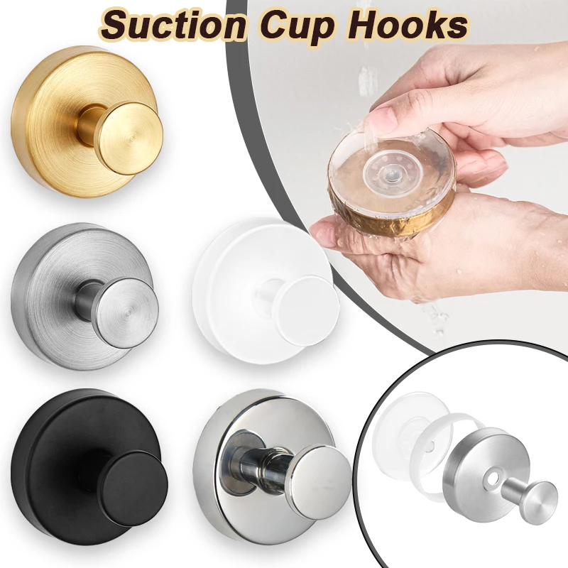 Gancho de ventosa de Metal, ganchos de ventosa de vacío fuertes para baño, soporte de toalla impermeable, colgador de pared reutilizable de acero inoxidable