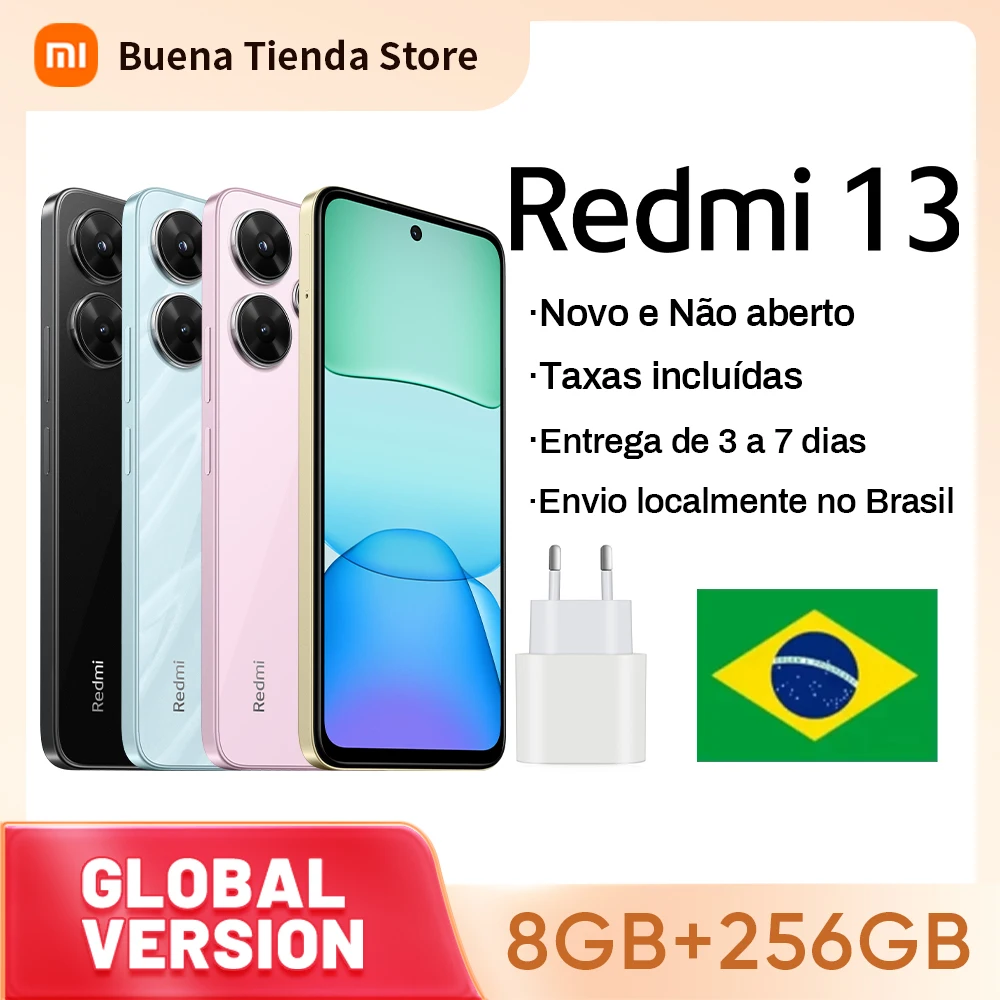 Xiaomi-Redmi 13 Smart Phones, MediaTek Helio G91-Ultra, 108MP, Câmera 5030mAh, Carregamento Rápido 33W, Tela 90Hz, Versão Global