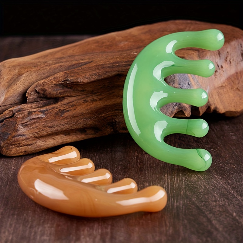 Hars Vijf-Tand Meridiaan Massage Kam voor Hoofdhuid en Meridiaan, Acupunt Grote Tanden Hoofd Hele Lichaam Spier Tool Draagbare Kleine Kam