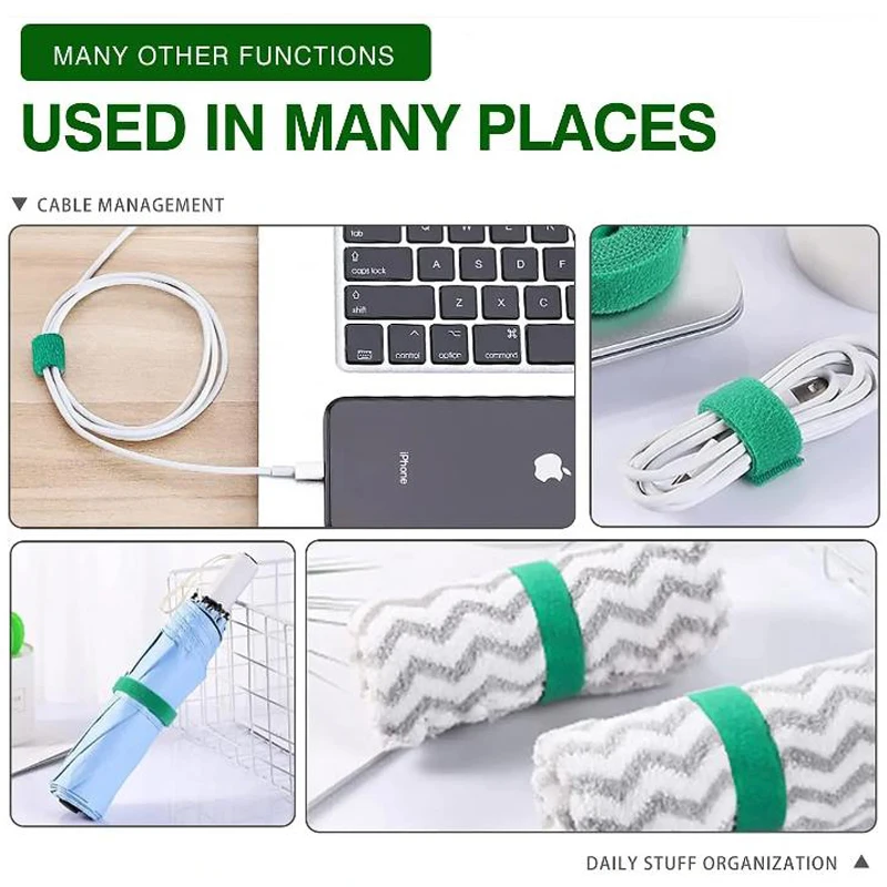 Nylon Plant Bandage Hook Loop Ties vine fixed clips Adjustable Green Fastener Tape Bamboo Cane Wrap Support Garden Accessories