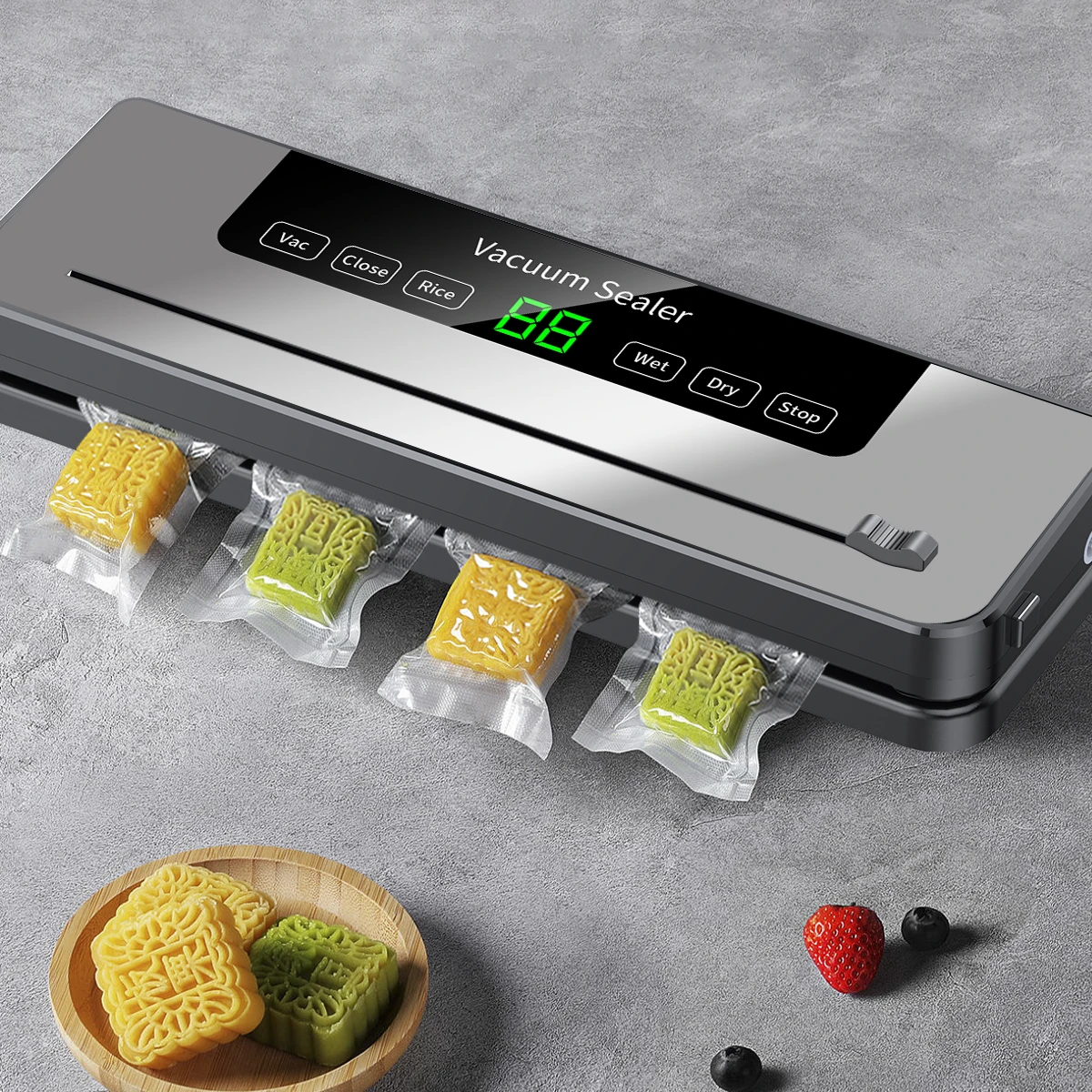 Electric Vacuum Sealer Dry/Wet Food Sealed Packaging Kitchen Food Storage Seal UV Sterilization Built-in Cutter Knife