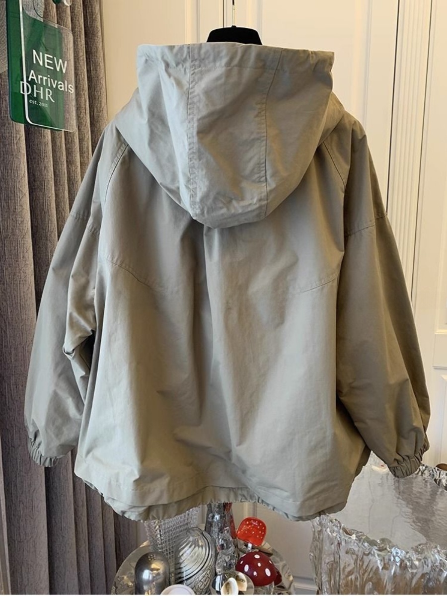 Elegant Hooded Short Jacket Women's Spring Autumn New Loose Small Size Climbing Clothes Commute Sle No Brand Registered Tra...